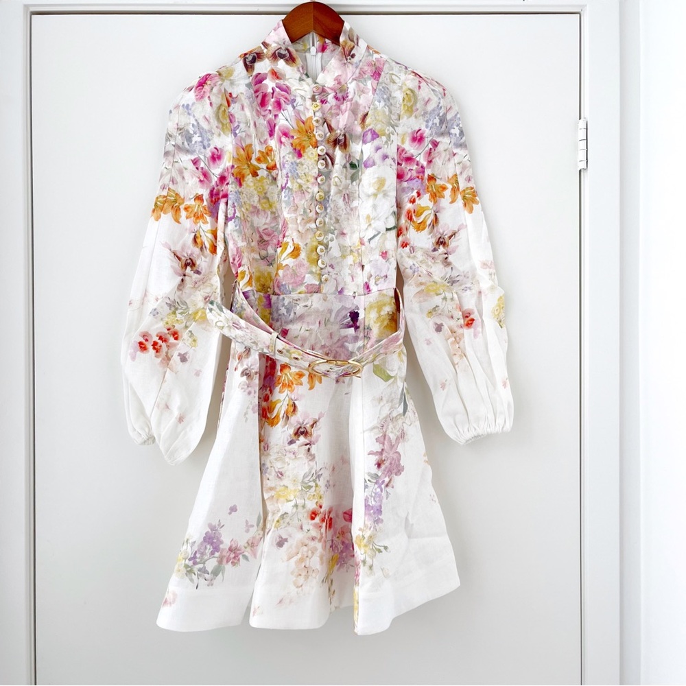 NWT Zimmermann Natura Buttoned Mini Dress in Kaleidoscope Garden 1 - Picture 3 of 15